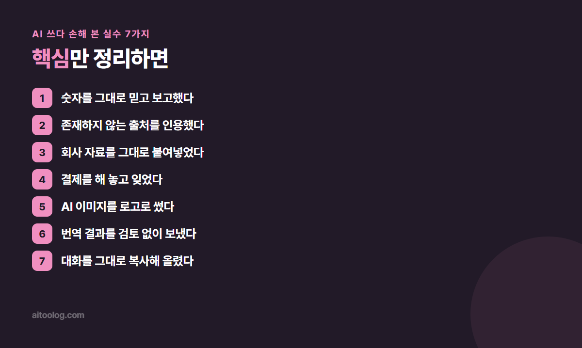 AI 쓰다 손해 본 실수 7가지 핵심 정리 이미지