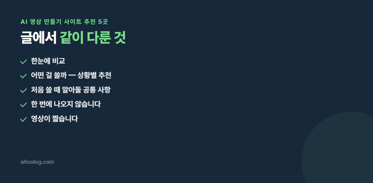 AI 영상 만들기 사이트 추천 5곳 관련 항목 정리 이미지