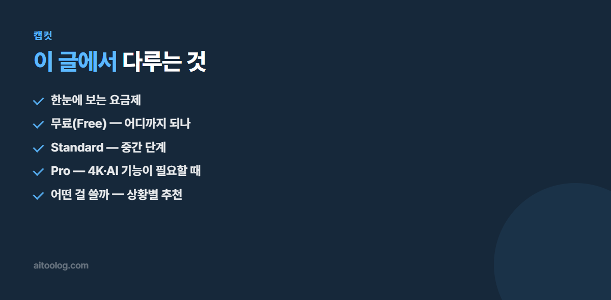 캡컷 관련 항목 정리 이미지