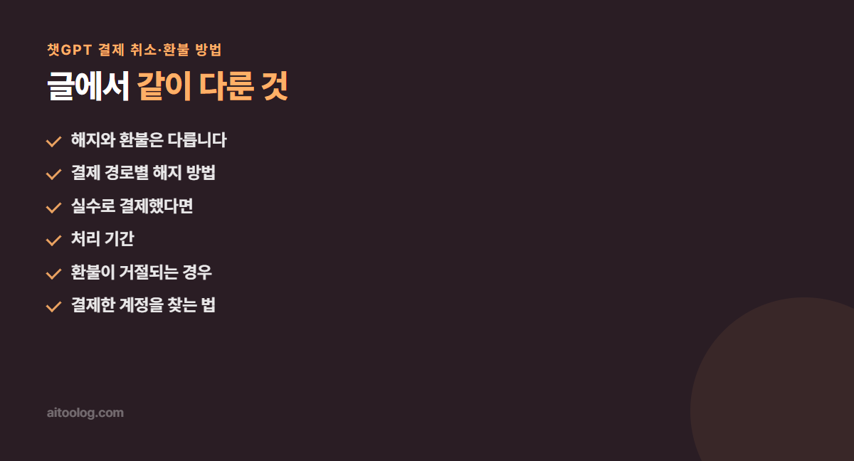 챗GPT 결제 취소·환불 방법 관련 항목 정리 이미지
