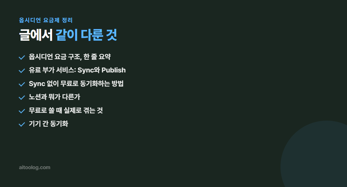 옵시디언 요금제 정리 핵심 정리 이미지